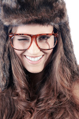 Model Gesicht mit Brille Nahaufnahme