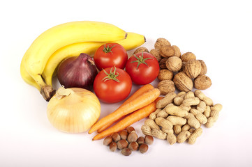 Healthy food, fruit, vegetables and nuts