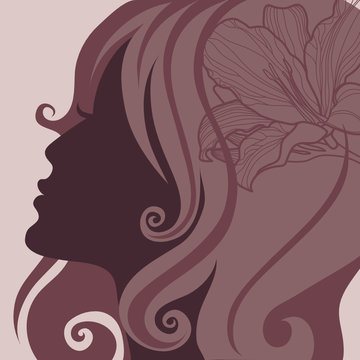 Vector girl with beautiful hair