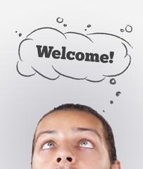 Young head looking at recreational signs