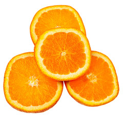 Orange slices isolated over white background.