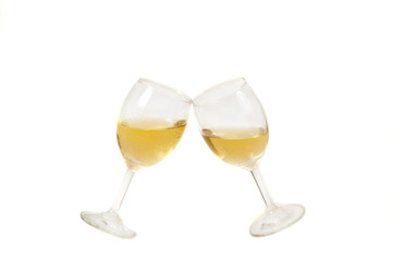 Two white wineglasses