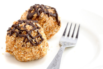 Mini cakes on white background