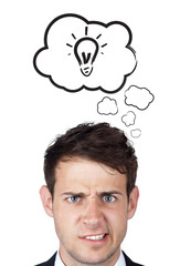 Young head thinking with clouds