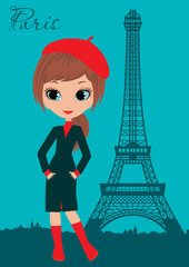 Pretty girl in the Paris. vector