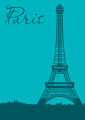 Fototapeta na wymiar Paris. Card. vector, no gradient