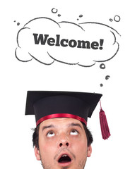 Young head looking at recreational signs