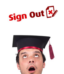 Young head looking at internet type of icons