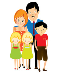 Happy suburban family, cartoon