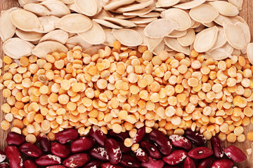 peas, beans and seeds