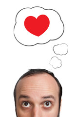 Young head looking at love type of icons