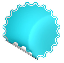Blue bent round sticker or label