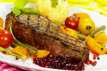 Rumpsteak mit grünen Bohnen