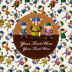 Cartoon vikings pirate,with white banner