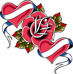 heart and rose ribbon banner