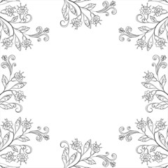 Background, frame of flowers, contours