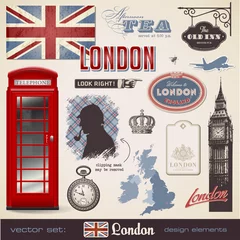 Afwasbaar Fotobehang Doodle vector set: Londen ontwerpelementen