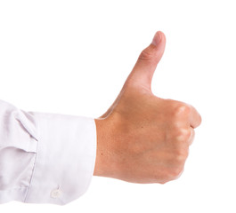 Businessman's hand with thumb up