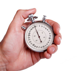 Men's hand with stopwatch