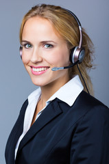 Call center woman with headset