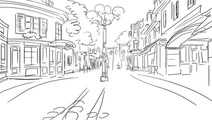 old town - illustration sketch