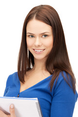 Fototapeta premium happy woman with big notepad