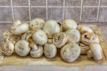 Fresh white mushrooms