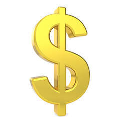 USD. Dollar symbol. Gold color. Standing