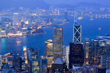 Obraz premium Zmierzch Hongkong