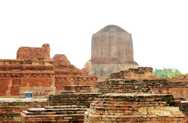 The Dhamekh Stupa from the monastery remains, sarnath, India