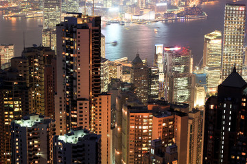 Fototapeta na wymiar A golden night view / Hong Kong
