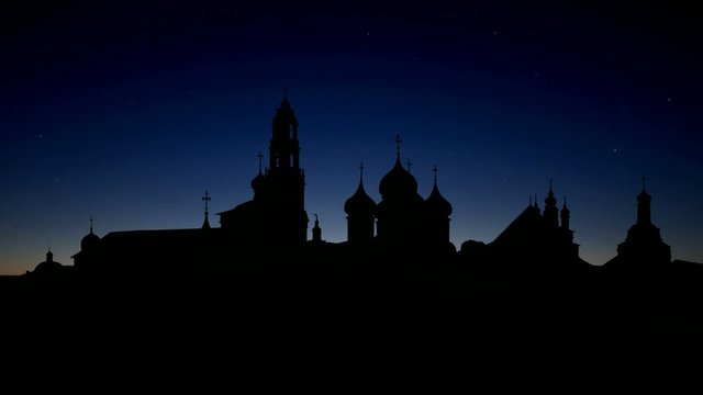 The Trinity Lavra of St.Sergius monastery with the moon