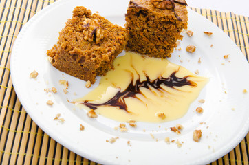 Sweet cake dessert in the plate