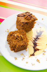 Sweet cake dessert in the plate
