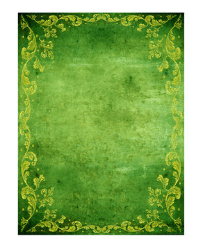 green background with  floral decorations