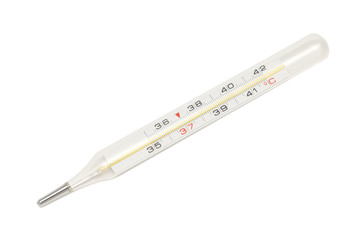 Top view on medical thermometer (isolated)