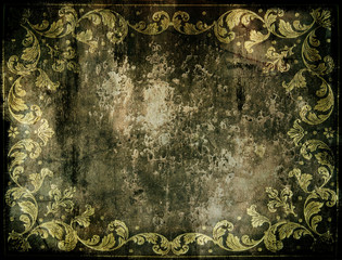 dirty grunge background with floral decoration