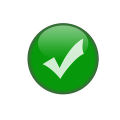 Green button of confirmation on a white background