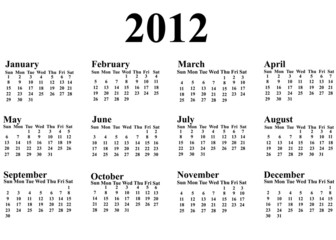 2012 simple calendar