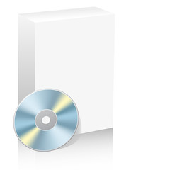 Blank software box with disc isolated on white