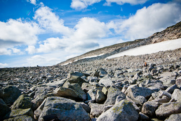 blue sky over rocky landscape in Norway
