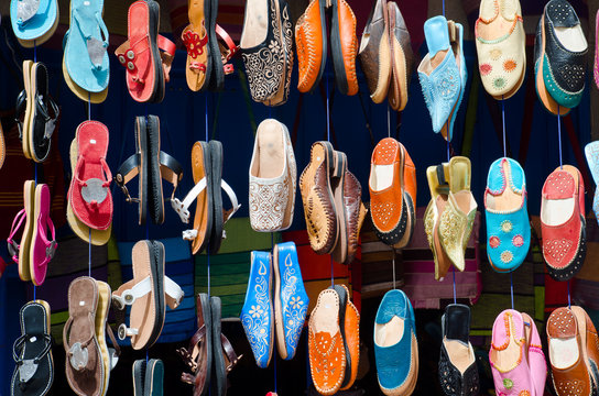 Morocco: shoes in a street market