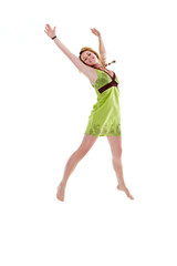 Beautiful young woman jumping, isolated © Günter Menzl