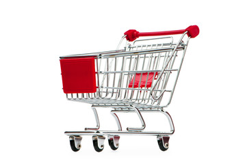 Shopping cart against the white background