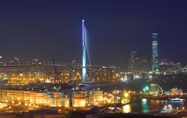Fototapeta na wymiar Hong Kong bridge and industrial site
