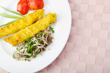 Traditional azeri kebab made with mashed potato
