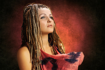 girl with an african plaits