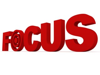 red focus text with target