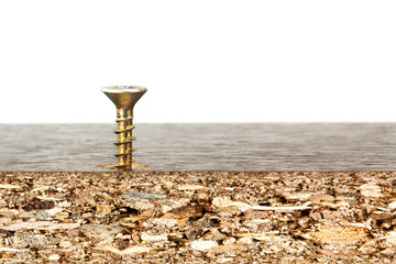 Partially sunk Screw into Cabinet