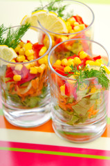 Delicious salad in the plate